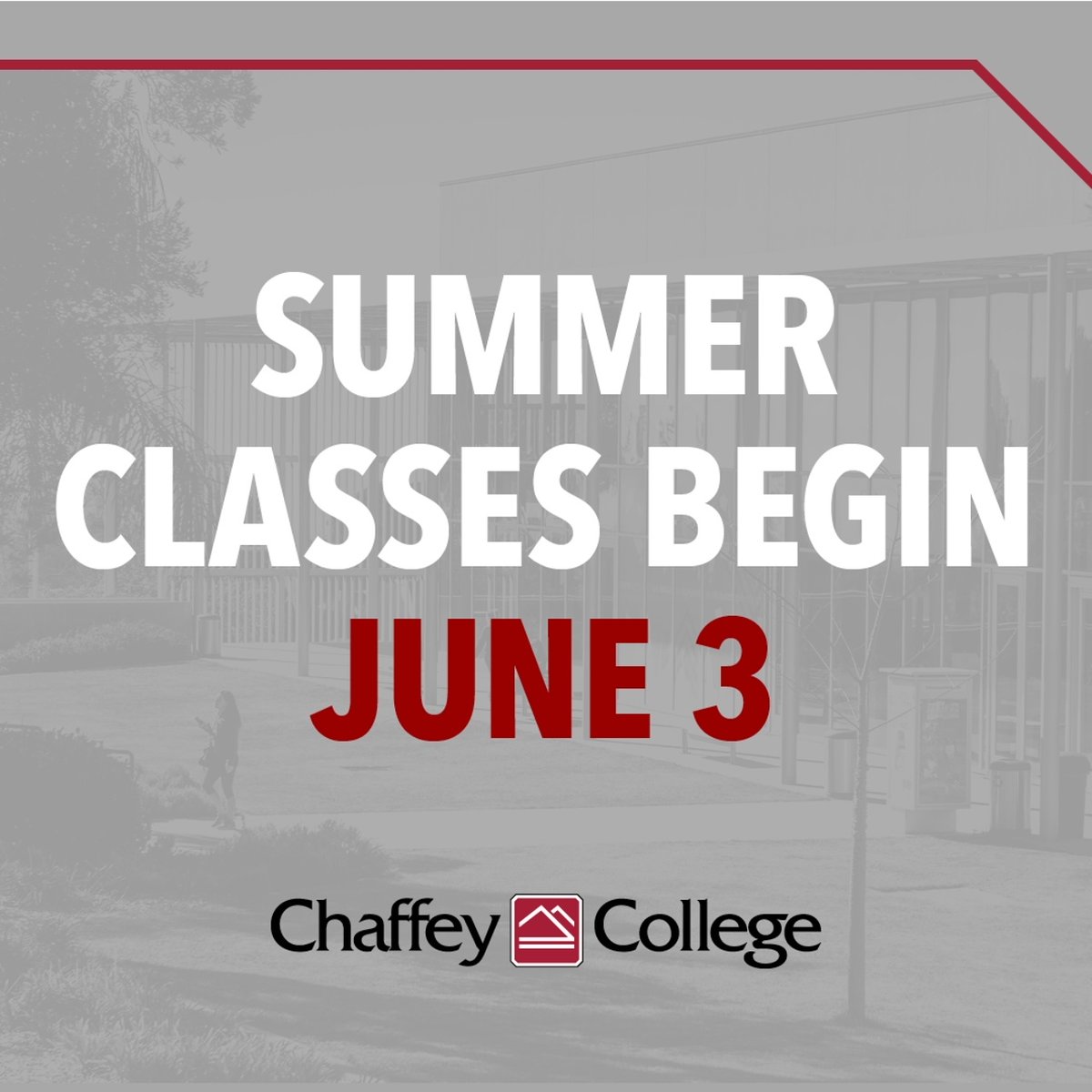 chaffeycollege's tweet image. 📅Summer term begins next week. Are you ready?
There’s still an opportunity register for classes. Browse courses: chaffey.edu/catalogandsche…