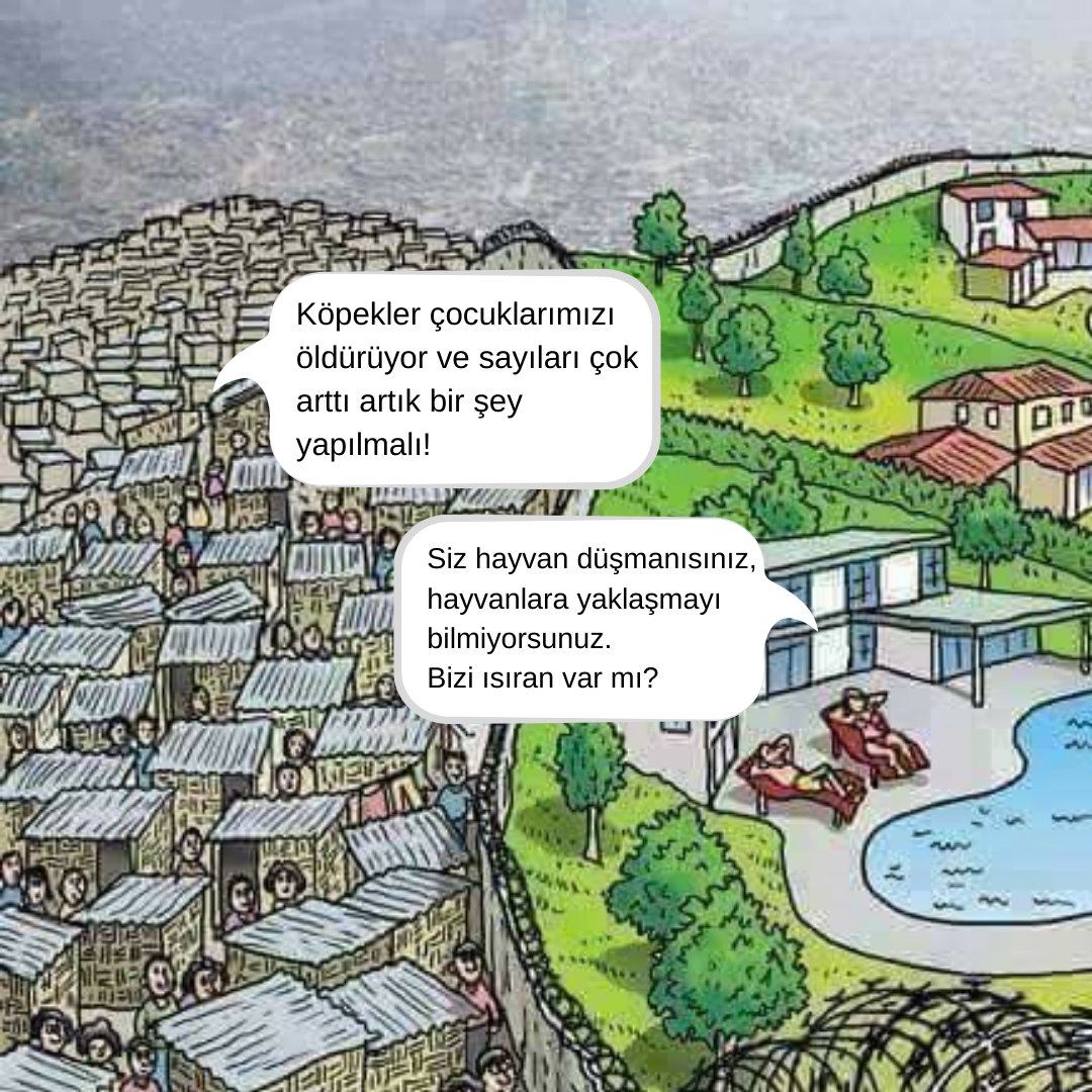 Lüks sitelerde yaşayan kimseler kenar mahallelerde yaşayan halkımızın sokak köpeği saldırıları sebebiyle yaşadığı sıkıntıları anlayamaz, empati kuramaz.

Çünkü kendileri çocuklarını kış saati uygulaması yüzünden gece karanlığında yaya şekilde okula göndermiyorlar.