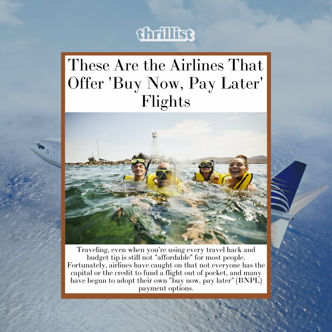 #ZapClients <a href="/CopaAirlines/">Copa Airlines</a> and <a href="/AirTahitiNui/">Air Tahiti Nui</a> are among the few offering "Buy Now, Pay Later" options on their flights! They're partnering with payment plan companies to offer their customers payment options based on eligibility. Learn more from <a href="/Thrillist/">Thrillist</a>: bit.ly/3waccaG