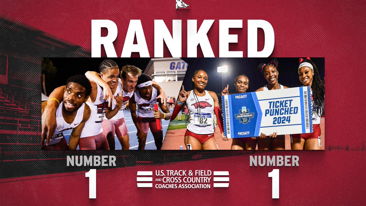 Razorback men &amp; women both No. 1 heading into NCAA Championships next week in Eugene. 

#WPS 🐗