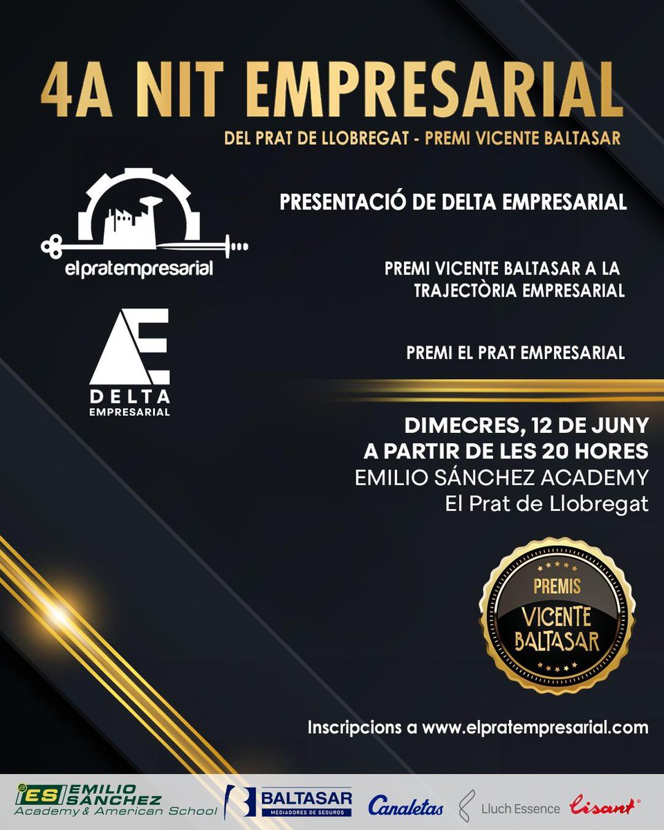 empresesdelPrat's tweet photo. 📢 No et perdis la presentació de #DeltaEmpresarial, a la 4a Nit Empresarial del Prat de Llobregat-Premi Vicente Baltasar.
Una vetllada on gaudiràs d'un sopar elaborat pels millors restauradors del Prat
🗓️ Dimecres, 12 de juny
🕐 A partir de les 20h
📌 @ClubSC_bcn 
Inscripcions👇 https://t.co/4aMPGjzJlv