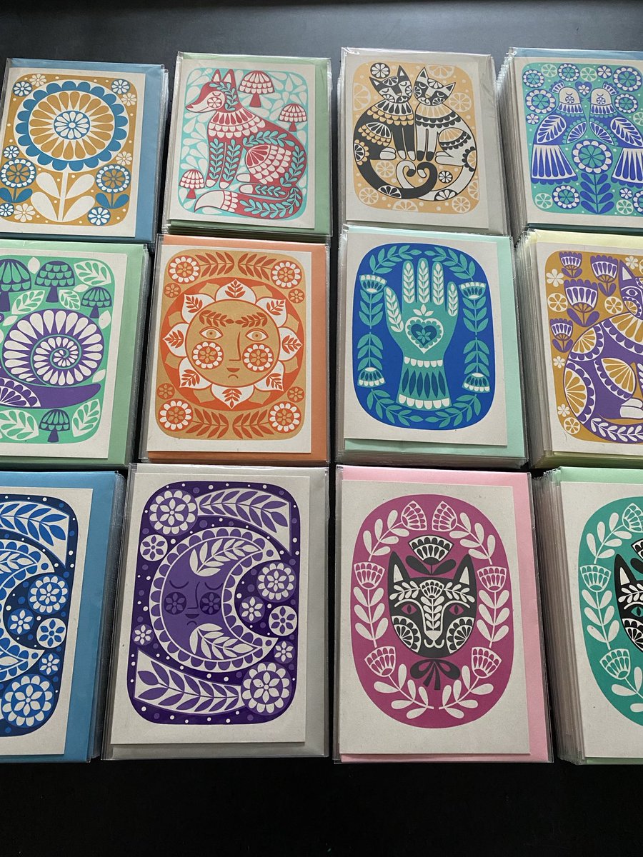 KarolineRerrie's tweet image. This colourful collection of #screenprinted cards is on the way to ⁦@caobacorinna⁩ in #Edinburgh. I’ll also have my whole range of cards at the ⁦@mac_birmingham⁩ Arts Market on Sunday the 2nd of June.