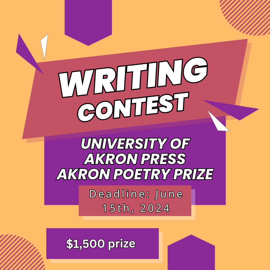 Submission guidelines:
uakron.edu/uapress/akron-…

#writingcontest #lesvisprize #poetrycontest #writingprompt #writingadvice #storyideas #writingmotivation #writingsociety #writingtipsandtricks #writingservices #writingideas #writingislove