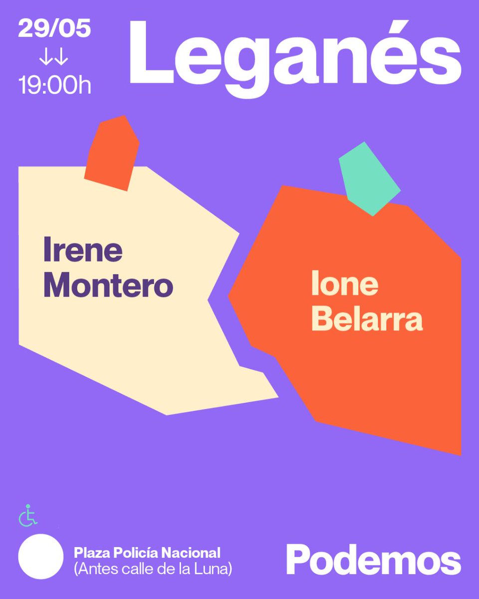 Mañana por la tarde nos vemos en Leganés junto a la mejor candidata a las elecciones europeas, @IreneMontero. Este 9 de junio vamos a poner en pie a la izquierda transformadora en Europa. Vente a las 19h. ¡Te esperamos!