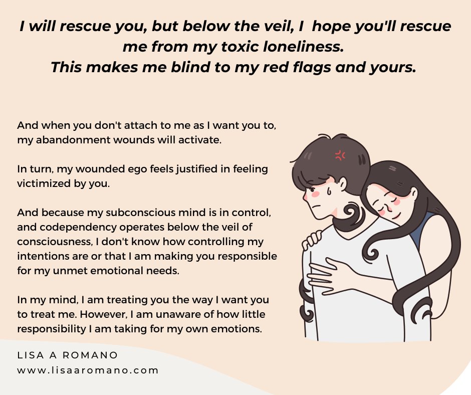 lisaaromano1's tweet photo. π Codependency is what wounded adult children do, taking care of others to soothe the anxiety we feel when we begin to feel out of control. Focusing on you is us controlling your temper, reaction, rejection, and validation. #CodependencyHealing #adultchildrenofalcoholics https://t.co/DMNoXjv3v6