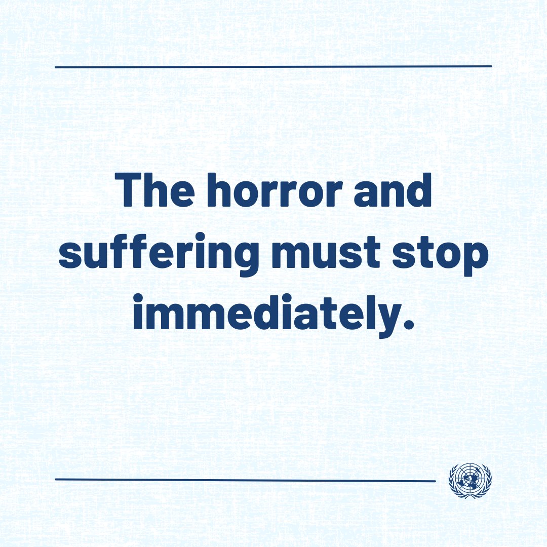 .@antonioguterres has condemned in strongest terms this weekend’s air strikes on Rafah in southern Gaza that hit tents sheltering displaced people, killing & injuring civilians, including many small children. The horror and suffering must stop immediately.