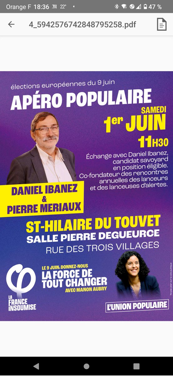 Le 9 juin je voterais pour la liste Manon Aubry, pour élire aux #europeennes des député-es d'ouverture que j'apprécie : @smith51_a @RimaHas @ContactIbanez explications en PJ et campagne ce WE avec Daniel Ibanez