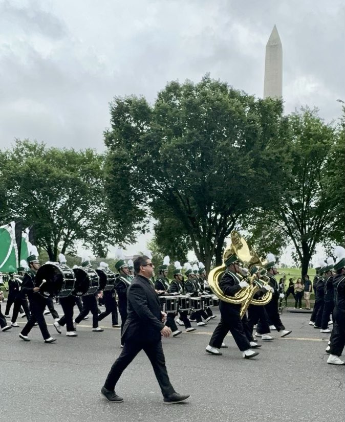 Marching — 💯 IN STEP — with the Kaiser Catamount Pride Marching Band and Color Guard at the National Memorial Day Parade! 🇺🇸❤️🤍💙🎉🙌🏽 #GoKaiser