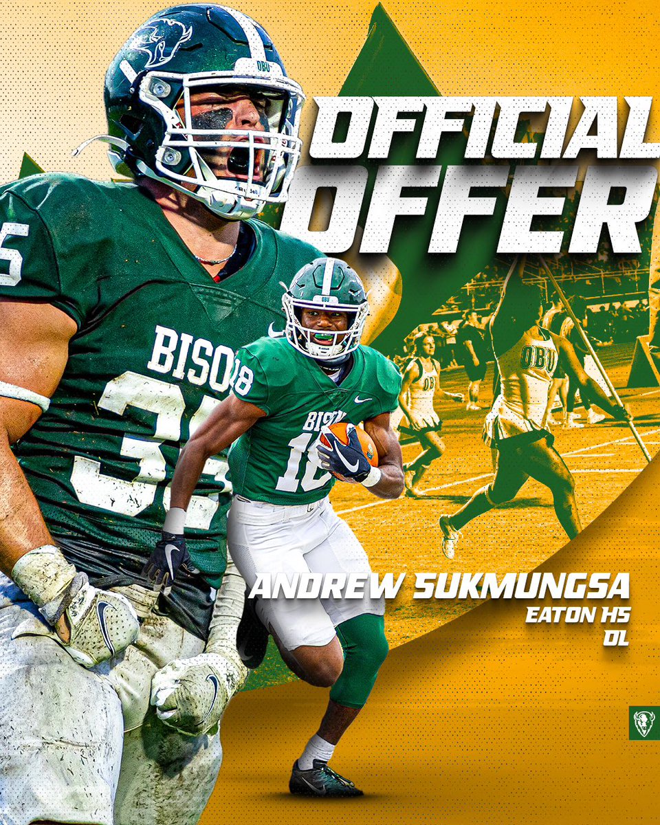 Andrew Sukmungsa (@sukmungsaandrew) on Twitter photo #AGTG After a great conversation with <a href="/CoachEaton94/">Daniel Eaton</a>, I am extremely blessed to receive and offer and to be 10000% committed to <a href="/OBU_Football/">OBU Football</a> !!!
<a href="/CoachEaton94/">Daniel Eaton</a>
<a href="/AARONGONZALEZ__/">AG</a> <a href="/CarlHornback/">Carl Hornback</a> <a href="/Mparker9898/">Matt Parker</a> <a href="/EatonEagleFB/">Eaton Eagle Football</a> <a href="/emiller_ram93/">Ellis Miller</a> <a href="/5qpLinepride/">5QP-LinePride</a> #AGTG After a great conversation with <a href="/CoachEaton94/">Daniel Eaton</a>, I am extremely blessed to receive and offer and to be 10000% committed to <a href="/OBU_Football/">OBU Football</a> !!!
<a href="/CoachEaton94/">Daniel Eaton</a>
<a href="/AARONGONZALEZ__/">AG</a> <a href="/CarlHornback/">Carl Hornback</a> <a href="/Mparker9898/">Matt Parker</a> <a href="/EatonEagleFB/">Eaton Eagle Football</a> <a href="/emiller_ram93/">Ellis Miller</a> <a href="/5qpLinepride/">5QP-LinePride</a>