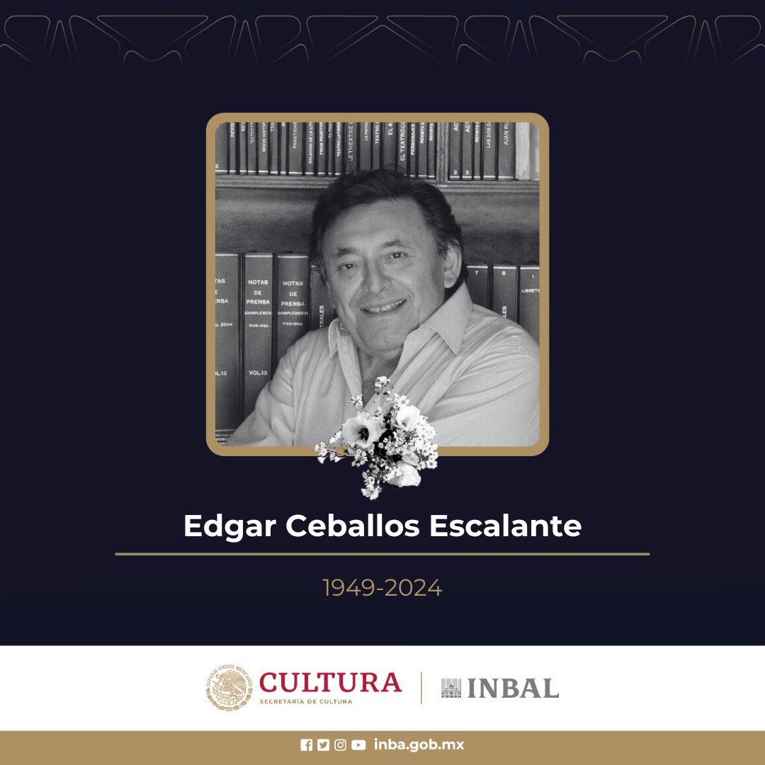 El #INBAL y la @teatroinbal lamentan el deceso de Edgar Ceballos, director, educador, promotor e investigador teatral. Reconocido con la medalla Xavier Villaurrutia en 2012, por su trabajo documental del teatro mexicano, nos deja un gran legado para la escena nacional.