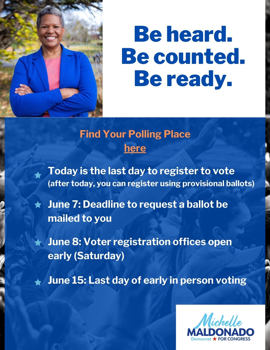 Your vote matters. YOU matter. I want you to be heard, counted, and ready. Here are some important dates you should know!

Find your polling place:
elections.virginia.gov/casting-a-ball…

#CD10_ILiveLoveRepHere 
#VoteEarly