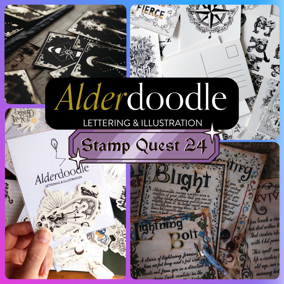 Well, here's something to write home about! We're thrilled to have @Alderdoodle as one of our Quest Givers at UKGE for #StampQuest24. Check out their beautiful spell scrolls! And get their stamp to have a chance at winning some of their kindly-donated products in our prize draw.