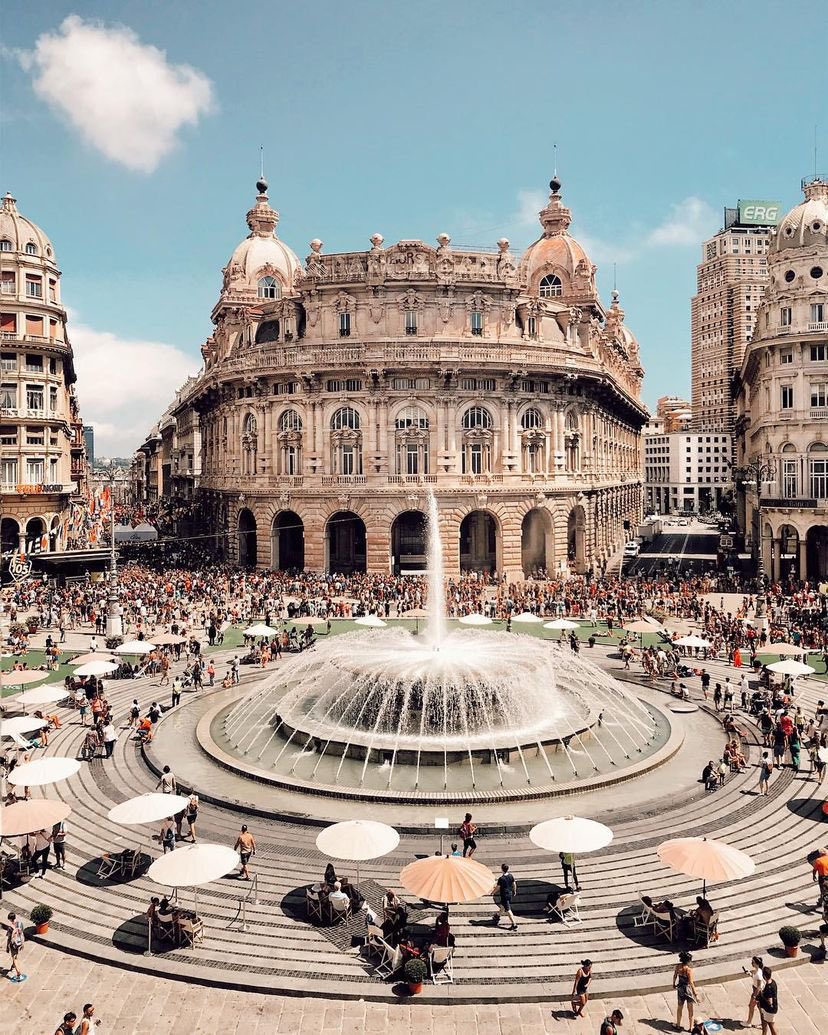 Europe’s Most Beautiful Town Squares: 

1. Piazza De Ferrari in Genoa, Italy 🇮🇹 
📸: Fabiana Vitulli
