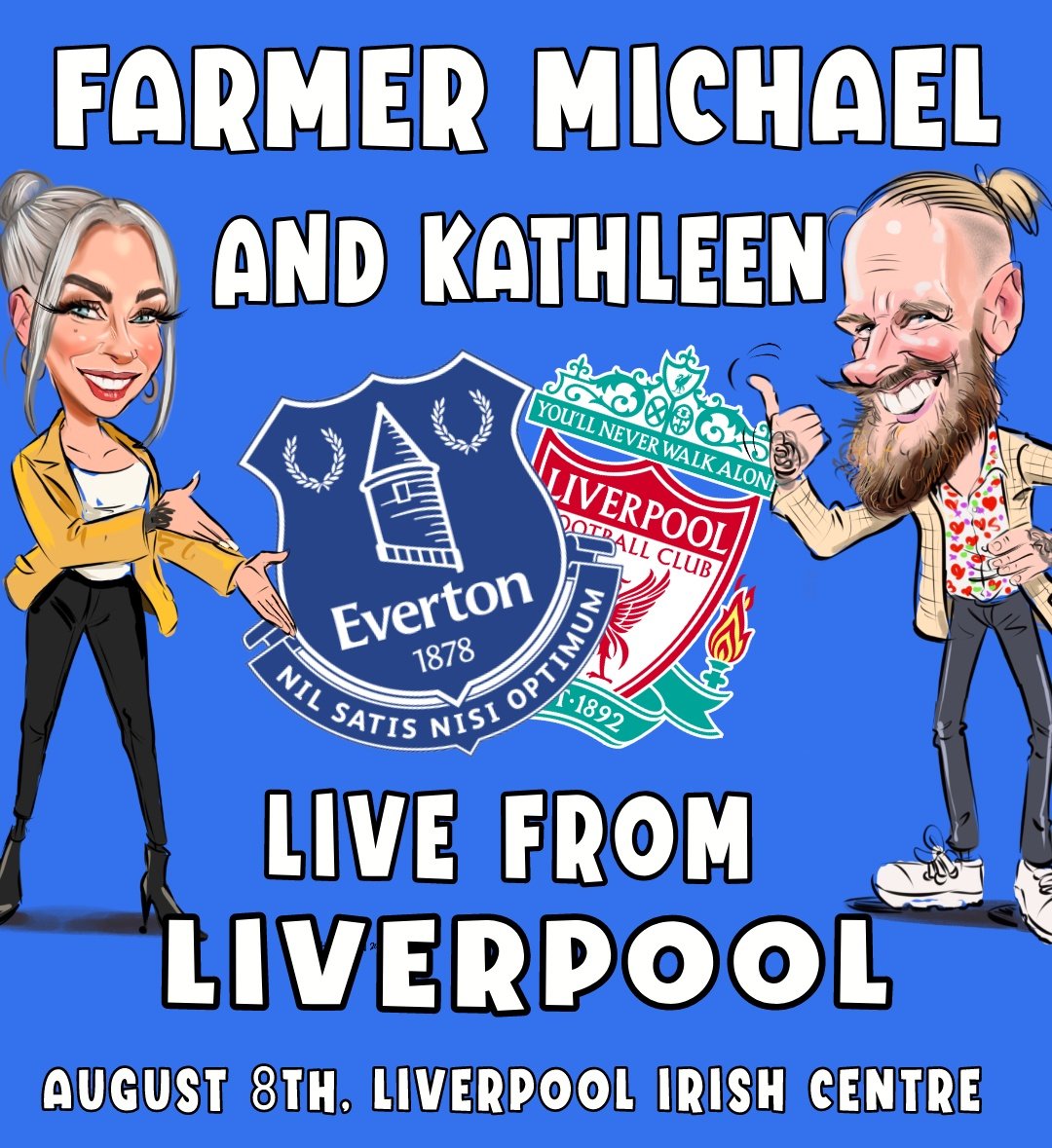 It's on baby, it's on! Everton's craziest fan live and loud in Liverpool for the first time in four years!!! Join Farmer Michael and his long-suffering wife Kathleen for a night of songs, sketches, and general insanity! For details: tinyurl.com/3tv738ts