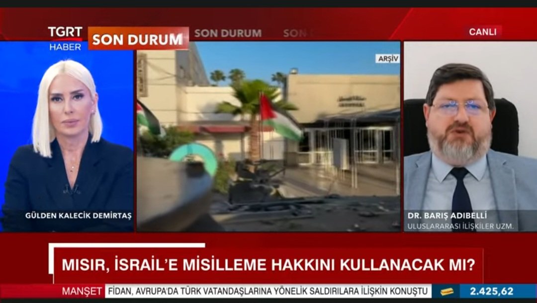 Mısır İran gibi önümüzdeki saatlerde İsrail'e misilleme yapacak mı? Değerli konuğumuz Dr. Barış Adıbelli <a href="/baris_adibelli/">Dr. BARIŞ ADIBELLİ🇹🇷💯</a> <a href="/GuldenKalecik/">Gldn KalecikDemirtaş</a> ile gündeme getirdi #mısır #israil #RafahtaSoykırımVar #refahtainsanlıkölüyor #Gazze #FilistindeSoykırımVar #FilistineÖzgürlük #GazzedeKatli̇am
