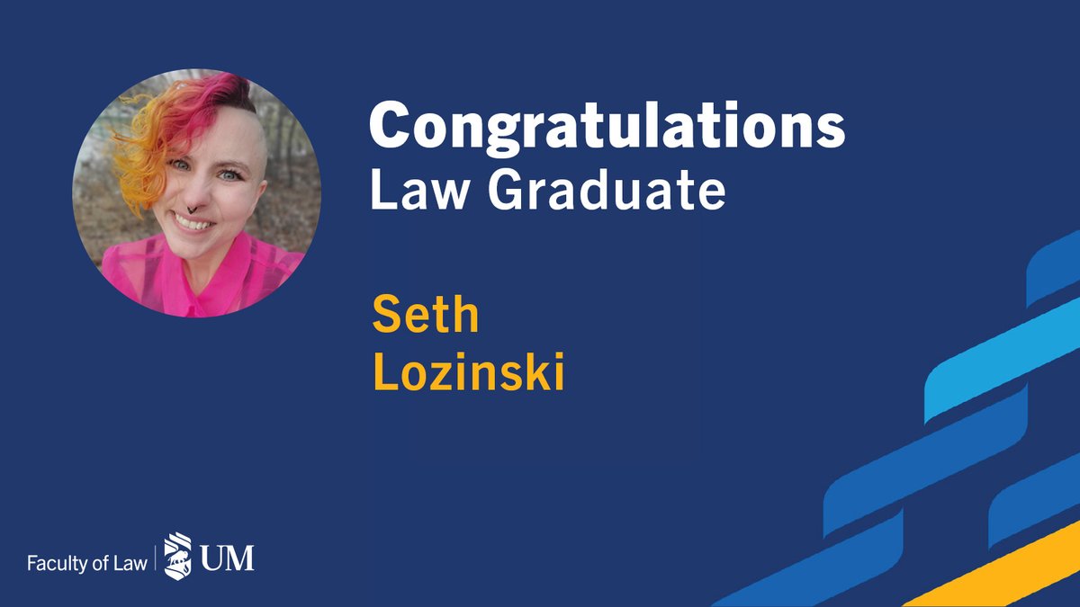 Congratulations, Class of 2024! Meet our following graduating student, Seth Lozinski. Your journey to justice begins now. Read their full story on our IG! instagram.com/p/C7hGgiGOQBD/… #Umanitoba2024 #UmanAlumni #Umanitoba #UMStudent