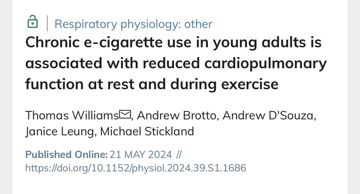 💨 💨 VAPEAR Y RENDIMIENTO CARDIOVASCULAR 

🚩Vapear en adultos jóvenes se asocia:

⇩⇩ Reducción capacidad cardiopulmonar en reposo. 
⇩⇩ Reducción capacidad cardiopulmonar durante el ejercicio.