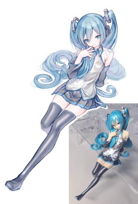 「aqua hair thigh boots」 illustration images(Latest)