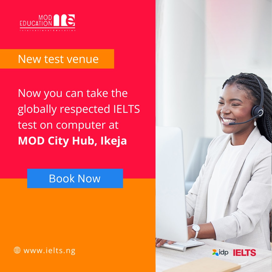 ieltsng's tweet photo. Exciting news ! 📢
Now you can register to take the IELTS test on computer at MOD City Hub, Ikeja.
Register and unlock access to preparatory resources and IELTS Prepare Hub.
Register here: https://t.co/HA8yqqrK0E
#ieltsoncomputer #modielts https://t.co/EBtbSSbDdR