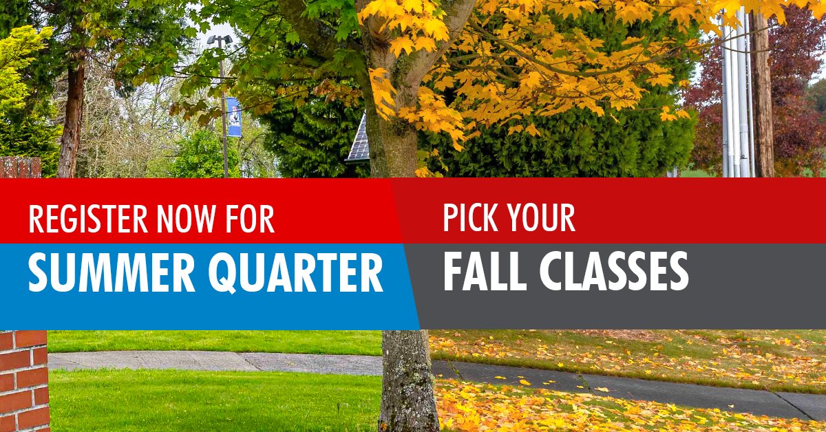 Registration is open for new and returning students for Summer quarter. Get your classes now at EverettCC.edu/Classes. Fall registration is just around the corner. Pick your classes ahead of time by adding them to your shopping cart so you're ready when Fall registration opens.