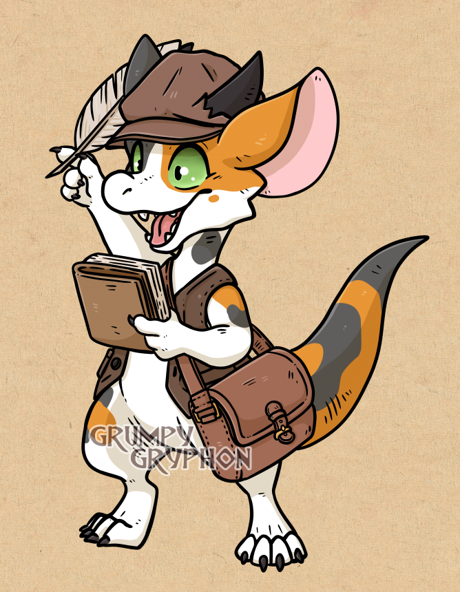 GrumpyGryphon's tweet photo. Recently I got to draw Qwill, the kobold reporter for @/FlintWhitelock! https://t.co/jtObN7kAiM
