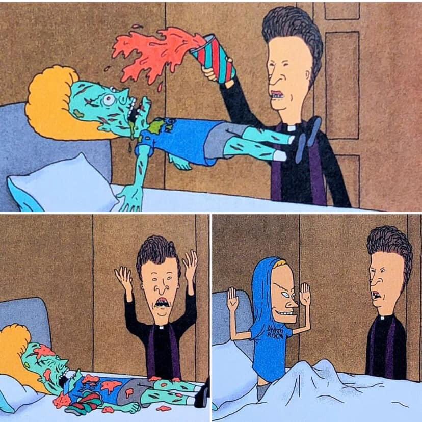 If there were ever to be a crossover of The Exorcist and Beavis&Butthead this is what we’d get.  #TheExorcist #BeavisAndButthead #TheGreatCornholio #MikeJudge