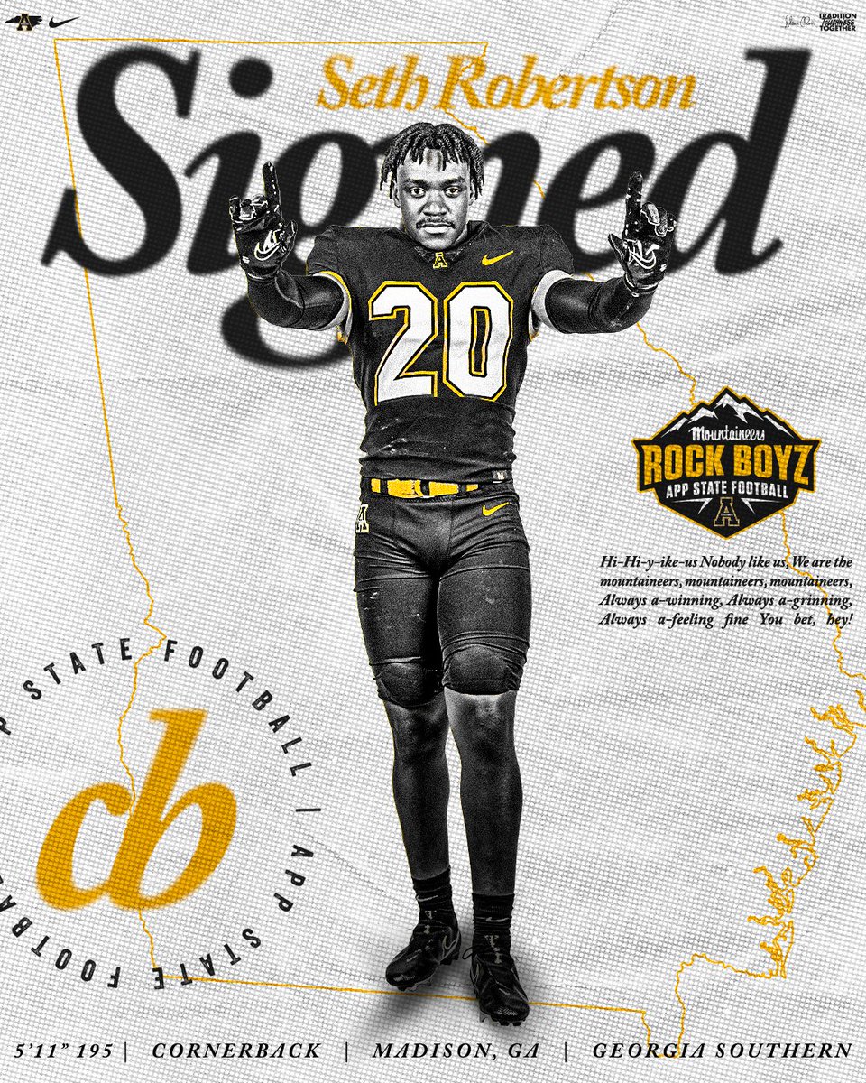 𝗪𝗲𝗹𝗰𝗼𝗺𝗲 𝗧𝗼 𝗧𝗵𝗲 𝗥𝗼𝗰𝗸 ✍️

Excited to add CB @SethRob20 to the #AppFamily!

#GoApp #RockBoyz24