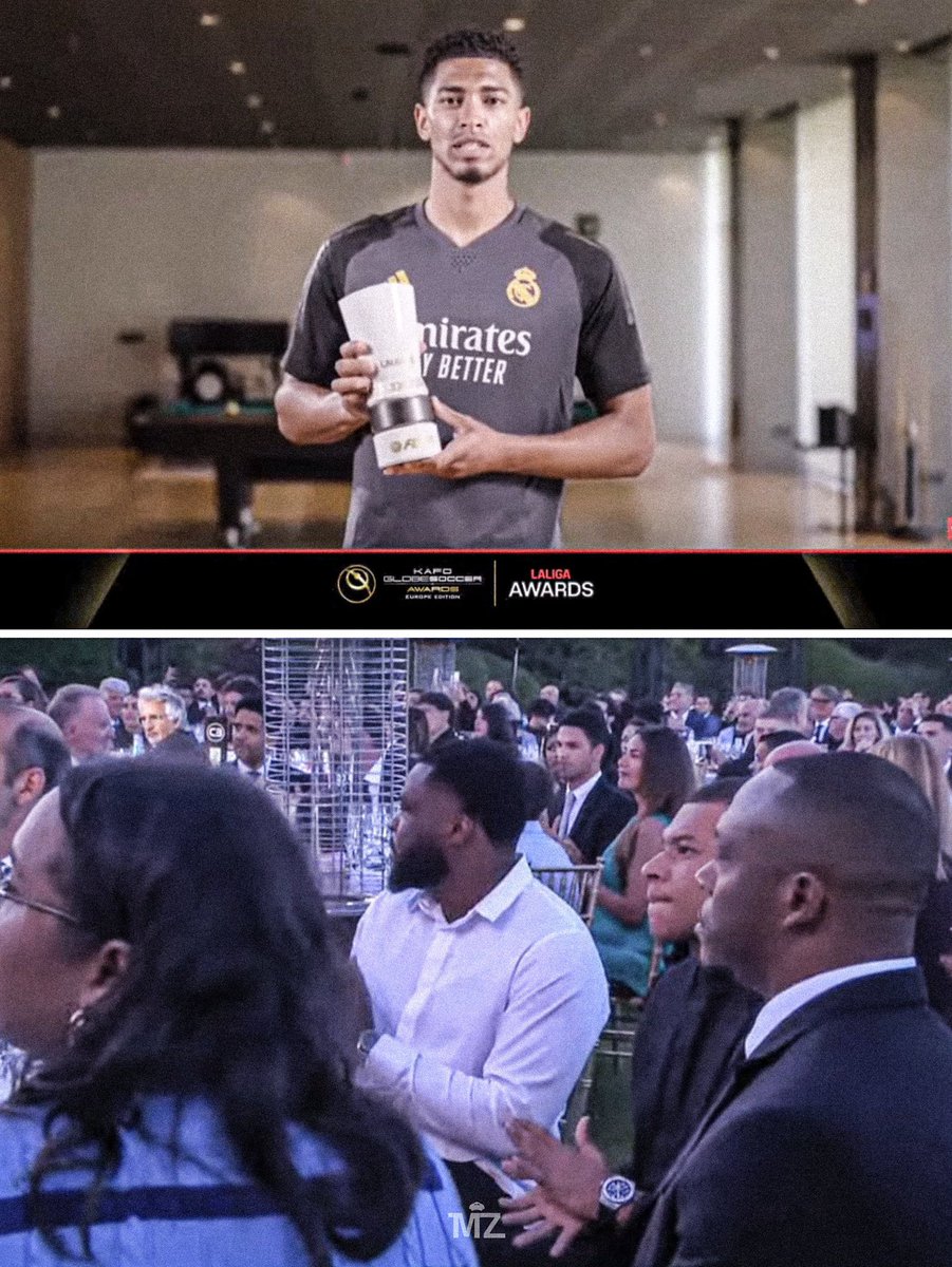 Kylian Mbappé applauding for Jude Bellingham after he won La Liga POTS. 🤝