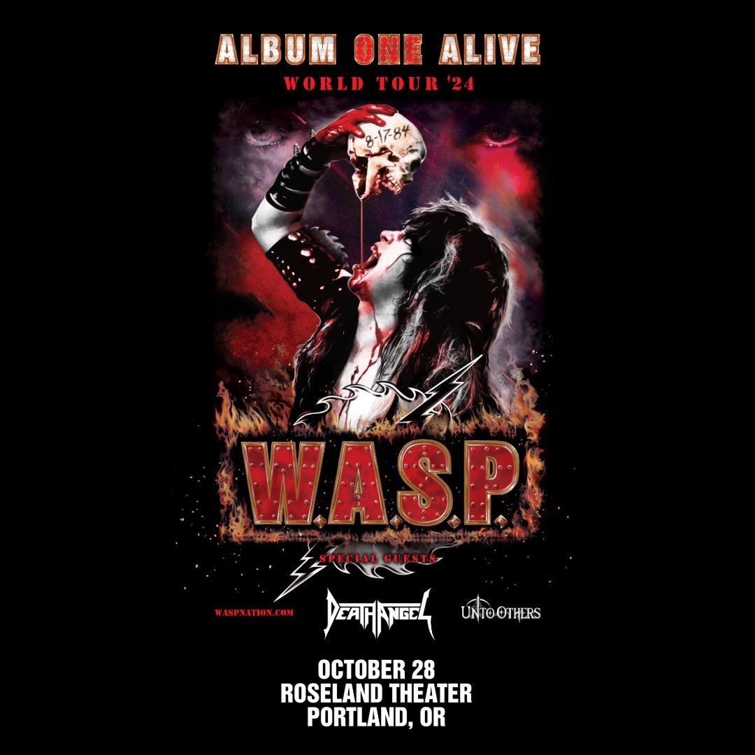 Just announced 📣 LA shock rock legends <a href="/WASPOfficial/">W.A.S.P. Nation</a> hit the Roseland this October 🤘

<a href="/deathangel/">Death Angel</a> &amp; <a href="/untootherspdx/">UNTO OTHERS</a> open!

Local Presale: Thu. 5/30 @ 10am (code = MAMMOTH)
Public On-Sale: Fri. 5/31 @ 10am

🎫: bit.ly/roselandWASP24
Presented by <a href="/MammothNW/">Mammoth NW</a>