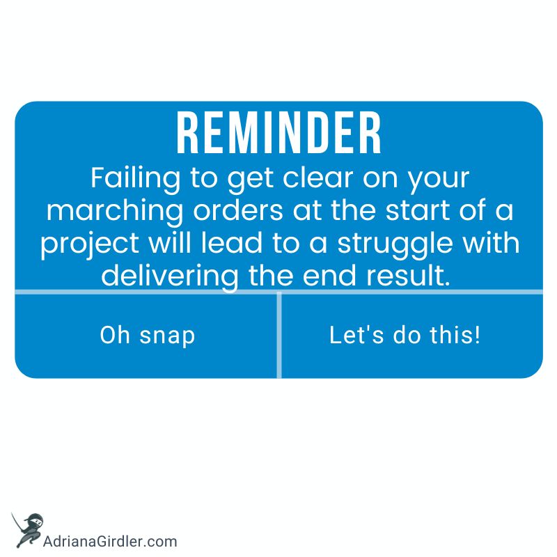 When you’re assigned a project, the information you’re given will often be extremely high level. Whether you’re brand new or a seasoned PM, understanding your marching orders is the first thing you need to do.