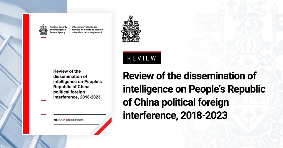 NSIRA’s #SpecialReport on foreign interference is now available.

Read our News Release here: (bit.ly/3wI1mcl), and the full report here: (bit.ly/4e1ATXZ).