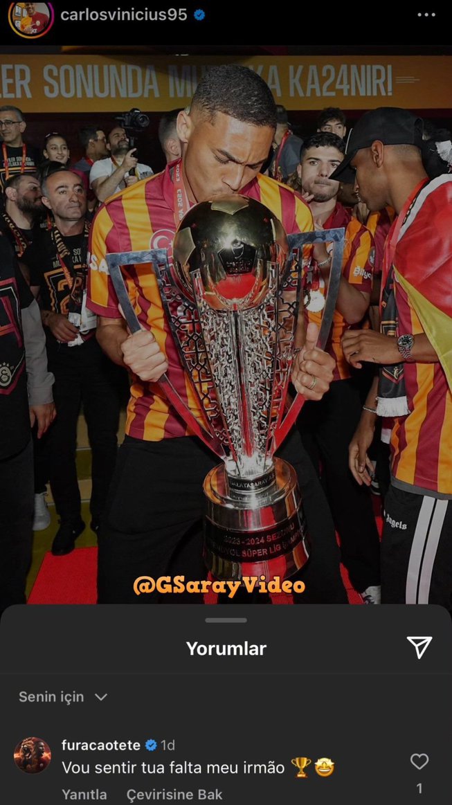 Tete'den Carlos Vinicius'a:  
 "Seni özleyeceğim kardeşim."

Tete kalacağına emin  akalım Galatasaray seni özleyecek mi 
#tete #benzama #galatasarayşampiyon #galatasaray #icardi #zaniolo #lukaku #şeytan #SONDAKİKA #gs