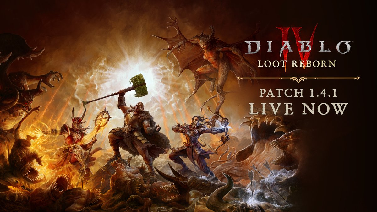 The blacksmith's been working hard ⚒️

Patch 1.4.1 brings updates to Helltide, Masterworking, Scattered Prism drop rates, and more.

Live now in #DiabloIV.