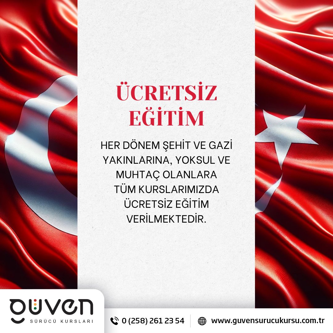 GuvenMTSK's tweet image. Kurslarımızda her dönem şehit ve gazi yakınlarına, yoksul ve muhtaç olanlara ücretsiz eğitim verilmektedir.
#ucretsizegitim #sehitvegaziyakinlari #surucukursuegitimi #denizlisurucukurslari #guvensurucukursu #pau