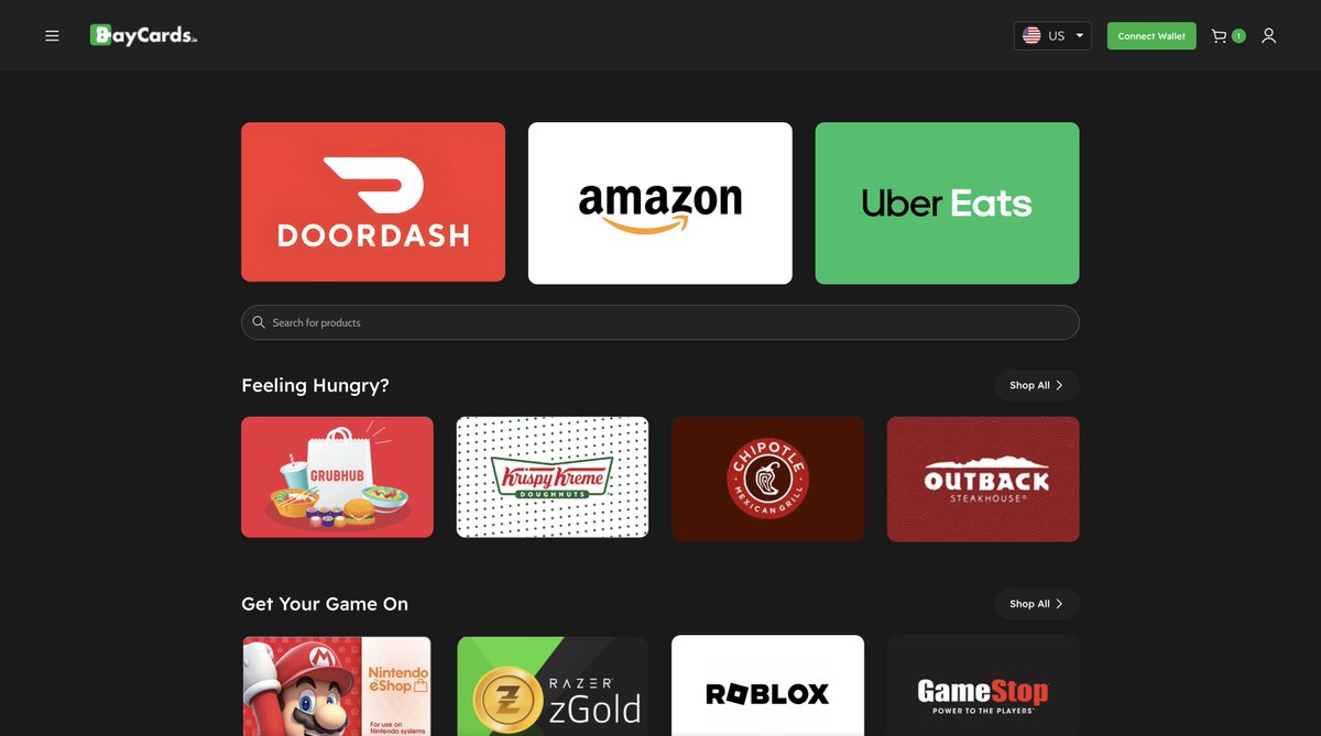 Update for BayCards US just rolled out. More cards, higher denominations, cleaner design, and tiered fees. Happy shopping fam: baycards.io 👈