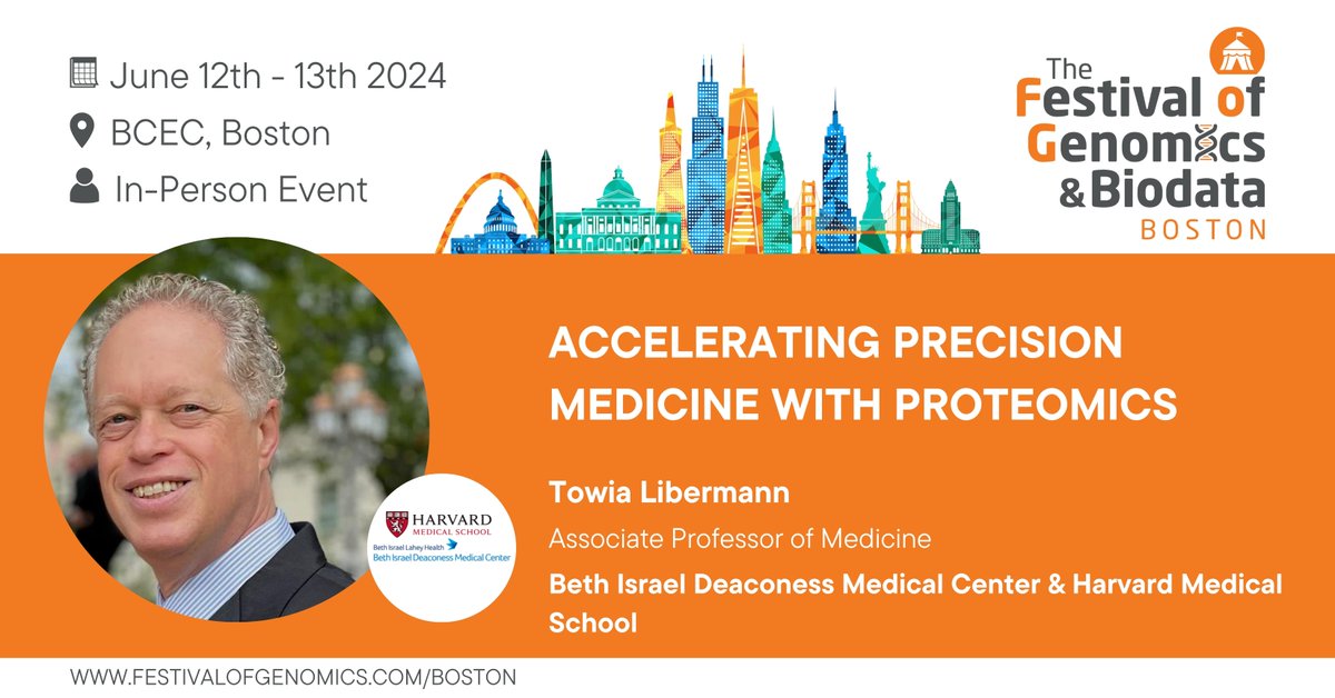 Keen to learn how #proteomics can accelerate #precisionmedicine? Towia Libermann will be showing us how proteomics can advance early disease detection and predict therapy response and identify new biomarkers. You’ll have to register to hear in person! hubs.la/Q02y5y650