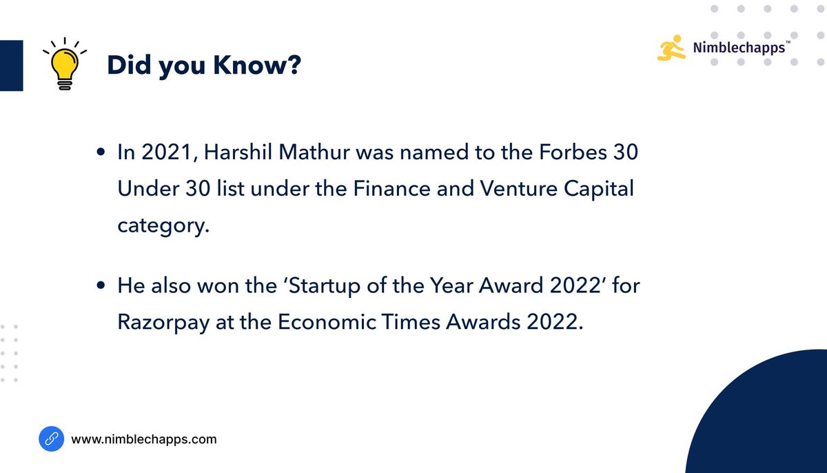 Meet @harshilmathur, the visionary founder of @Razorpay . From Forbes 30 Under 30 to Startup of the Year, his journey exemplifies entrepreneurial excellence and innovation in finance and venture capital. #FounderSpotlight #Razorpay #Entrepreneurship #MobileAppDevelopment