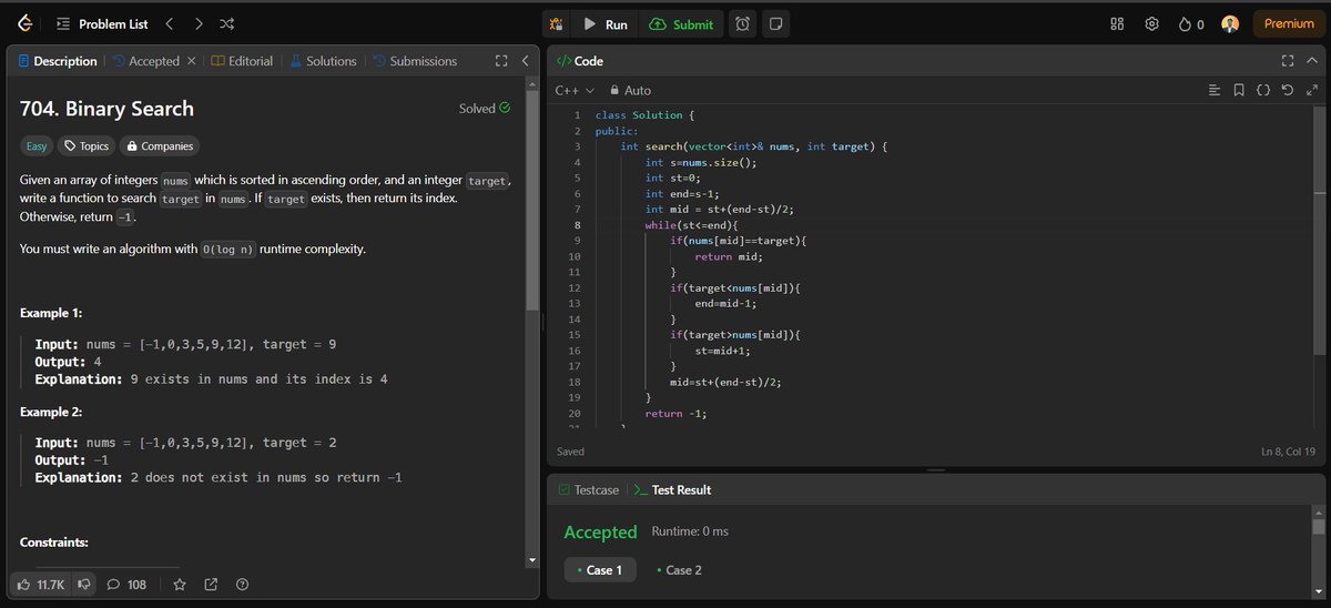 'Day 19 of #100DaysOfCode: Juggling exams and coding today. Submitted a binary search problem on LeetCode, reinforcing fundamentals. Adapt and overcome! 💻 #CodeLife #StayCommitted'