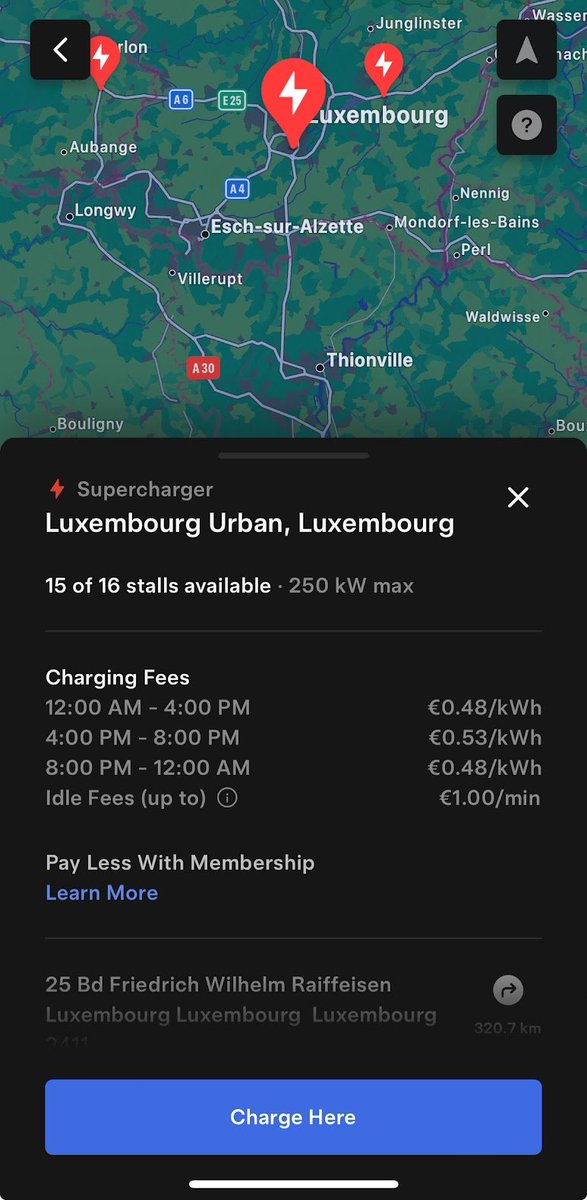 Open To All From Day 1

THIS is @TeslaCharging 2.0

Welcome to Luxembourg Urban!🇱🇺🇱🇺🇱🇺
⚡️⚡️⚡️
Peak #adhoc tariff: € 0,53/kWh
#connectingeurope 🇪🇺

@superchargeinfo
@superchargefeed