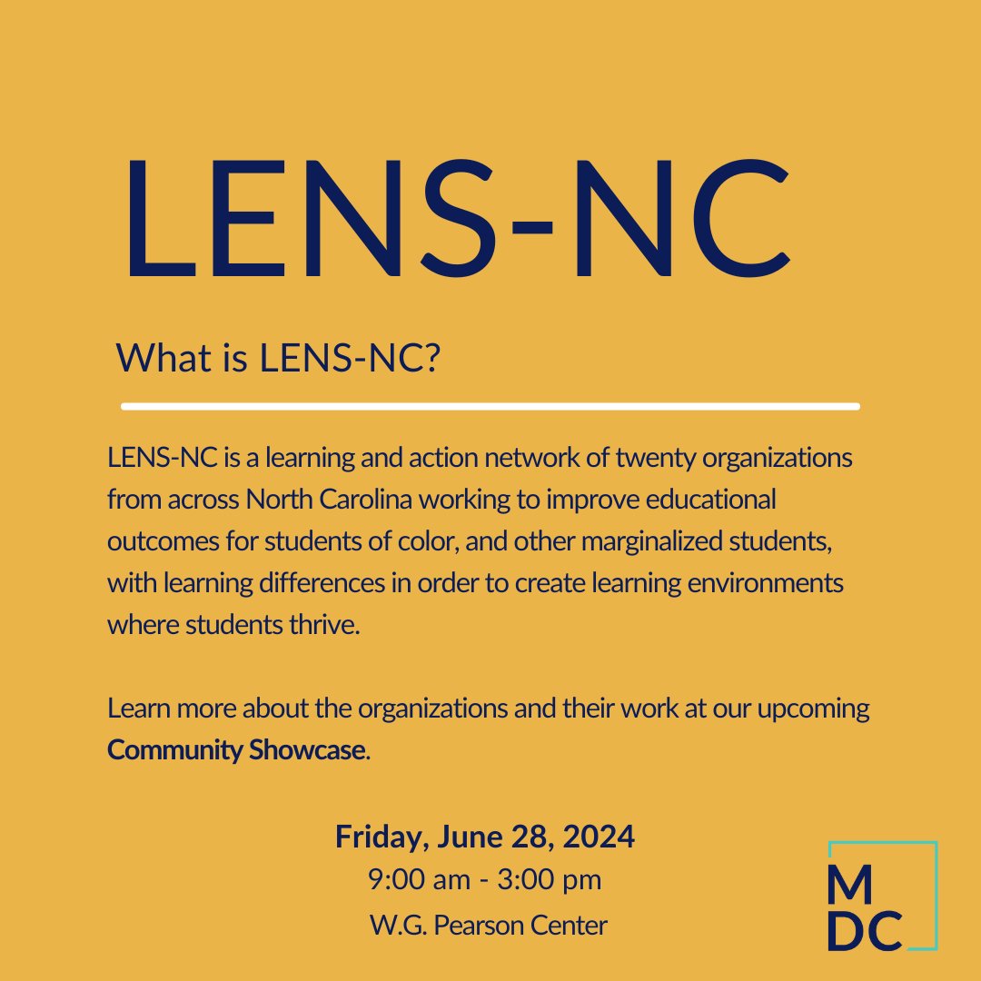 Save the date! Join us on June 28th for a Community Showcase where our LENS-NC members will share their visions for supporting marginalized students with learning differences. Join us to learn more about their work!