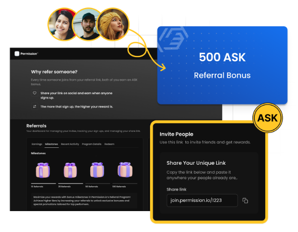 PermissionIO's tweet photo. π₯ Milestone Alert! π₯ Our Referral Program just got even better! Refer 10 friends and unlock HUGE bonuses and exclusive earning opportunities! Sign in to get your personal referral link and multiply your rewards. ππΈ
#OwnYourData #ASK #ReferralPrograms https://t.co/DHqbPrZLf4