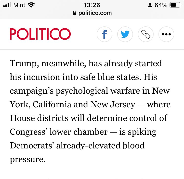 I was skimming this stupid article & I laughed when I got to this part. No Dem operative w a brain is worried bc Trump is doing events in NY & NJ (to stay close to his trial). Only a stupid reporter would fall for such lameass spin from a Trump staffer