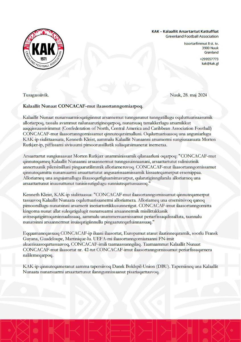 SweeperPod's tweet image. 🇬🇱 Greenland has officially applied for membership of CONCACAF.

A letter on the Greenland Football Association's Facebook page confirms the historic application has been made.

Greenland's path to UEFA is blocked by current rules but CONCACAF is theoretically an open route.