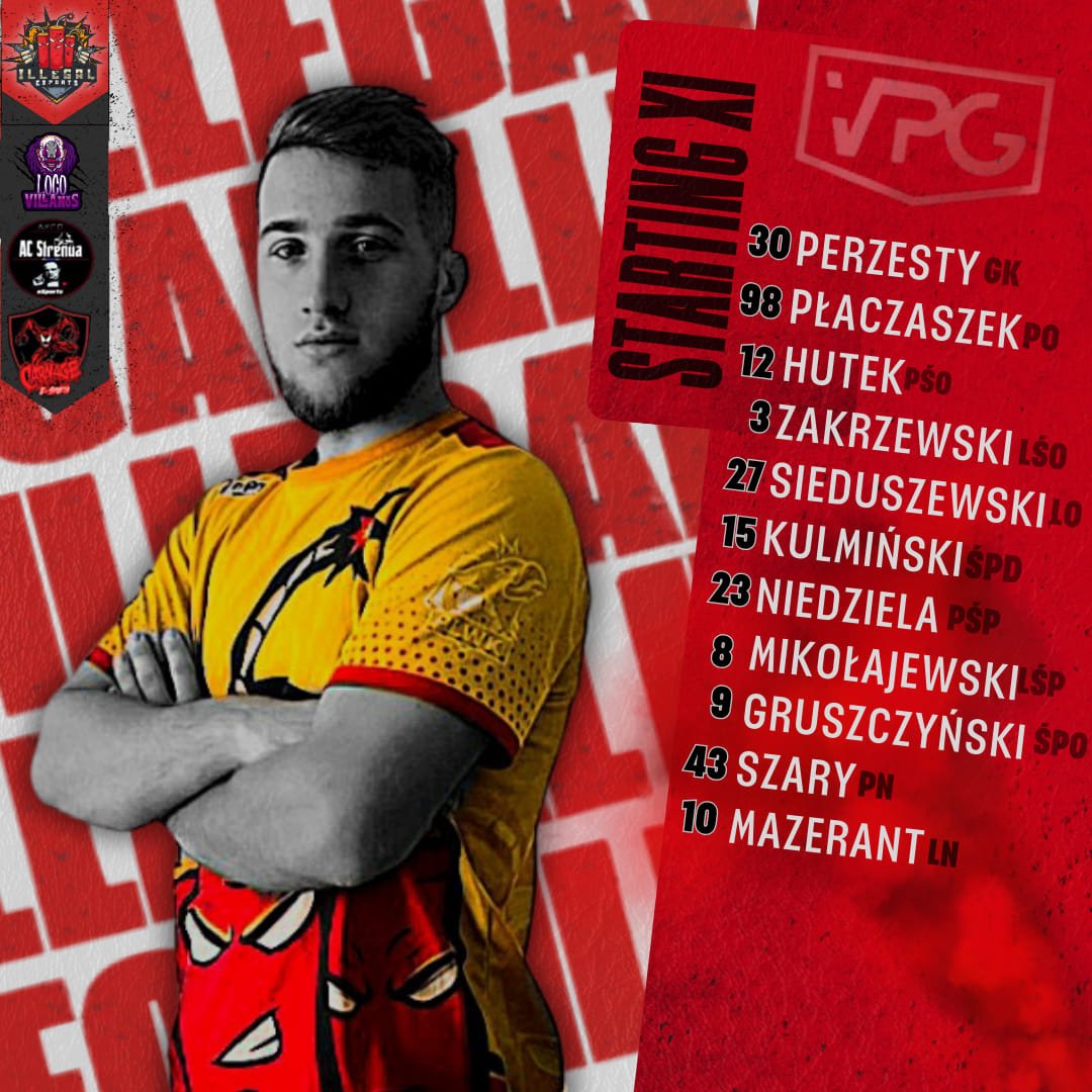 Rozpoczynamy fazę pucharową Pucharu Polski Polska Liga Wirtualnych Klubów. Następnie czekają nas dwa spotkania w lidze Championship B <a href="/OfficialVPG/">Virtual Pro Gaming</a>.
📷20:40 vs Loco Villanos
📷21:00 vs Loco Villanos(rewanż)
📷22:00 vs AC Strenua
📷22:30 vs Carnage