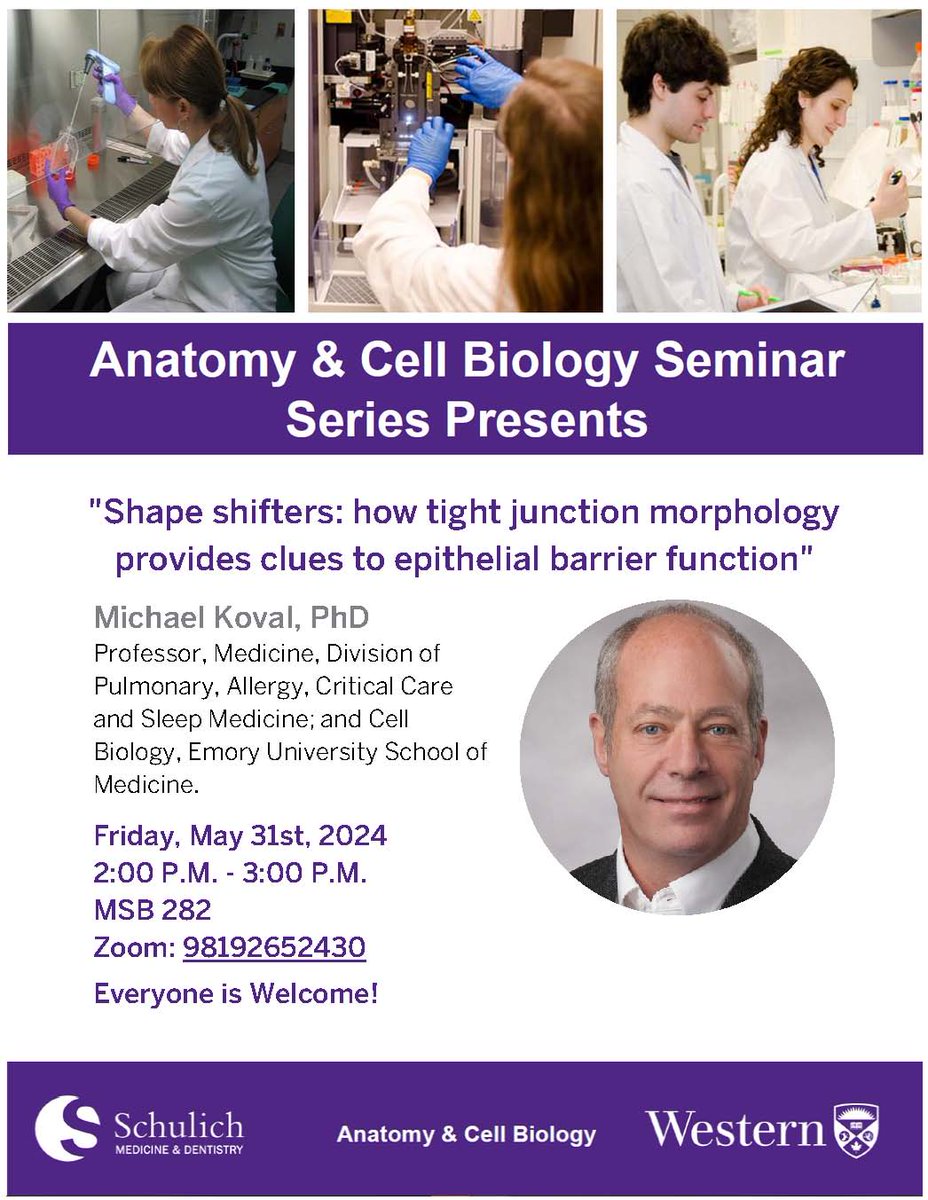Silvia Penuela (@drsilviapenuela) on Twitter photo Hey <a href="/SchulichMedDent/">Schulich WesternU</a> <a href="/WesternU/">Western University</a> Join us this Friday for a double-header of great seminars starting at 9:00am with Brooke O'Donnell's PhD public lecture in MSB 282 <a href="/b_odonnell17/">Brooke O’Donnell</a> and her external examiner Dr. Michael Koval from <a href="/EmoryUniversity/">Emory University</a> at 2:00pm in MSB 282 Hey <a href="/SchulichMedDent/">Schulich WesternU</a> <a href="/WesternU/">Western University</a> Join us this Friday for a double-header of great seminars starting at 9:00am with Brooke O'Donnell's PhD public lecture in MSB 282 <a href="/b_odonnell17/">Brooke O’Donnell</a> and her external examiner Dr. Michael Koval from <a href="/EmoryUniversity/">Emory University</a> at 2:00pm in MSB 282