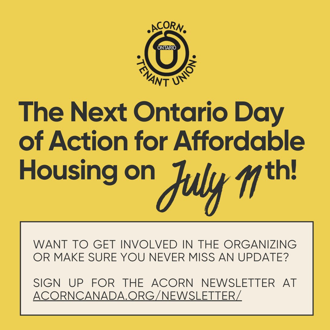 Yesterday 90 #Ontario mbrs met online 2 brainstorm ideas 4 the next Ontario Day of Action on July 11th *Save the date!* The day of action will continue 2 pressure the Ford govt 2 support the demands of our provincial #housing platform. 🚩Check it out here: forms.gle/NHmMaT4YQ9WNUJ…