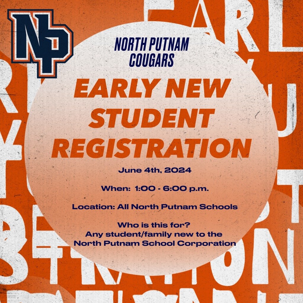 Early New Student Registration will be June 4th from 1PM to 6PM at all NPCSC Schools. Students new to NPCSC will receive a complimentary NP Cougars shirt sponsored by Tri-County Bank! We look forward to all our new students enrolling on June 4th!