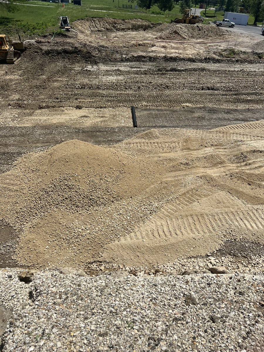 The soil @HHSBlackcats was not as good as we would have liked for the new gym. We had to lay geo grid down over 4inch rock to help stabilize the soil. We are making progress today! #propsafeschools. @BlackcatMatt @BlackcatUpdates