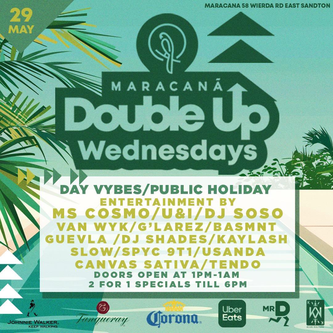 The homie <a href="/IamDJSOSO/">uThando</a> rocking us tomorrow <a href="/SandtonMaracana/">Maracanã Sandton</a> 

2 for 1 special on all bottles, drinks, cocktails, shots, drinks and food 
Plus bottomless Hubbly 
All specials till 6pm
Doors open at 1pm till 1am 
Let’s rock 🥳🥳🥳