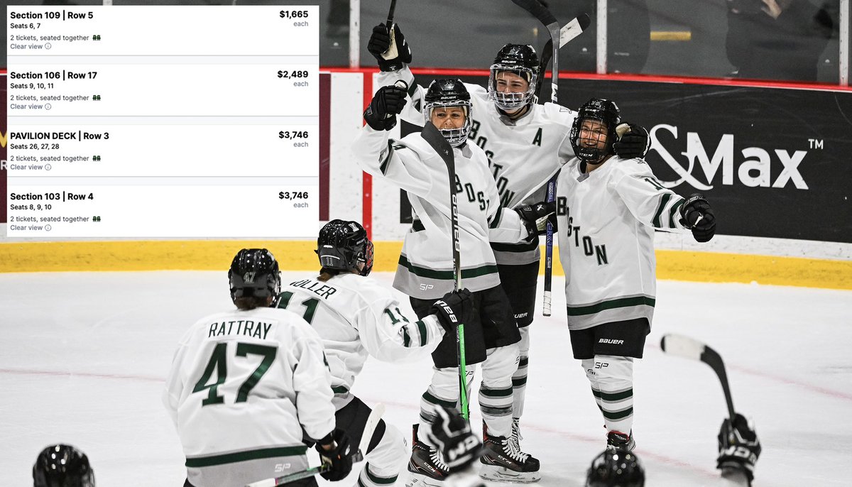 NESN's tweet image. PWHL Finals tickets are going for up to $3,746 🤯

An incredible testament to the growth of women’s hockey 👏